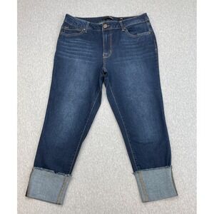 1822 Denim Jeans Women 14 Blue Cotton Blend Stretch Cuffed Mid-Rise Taylor Capri